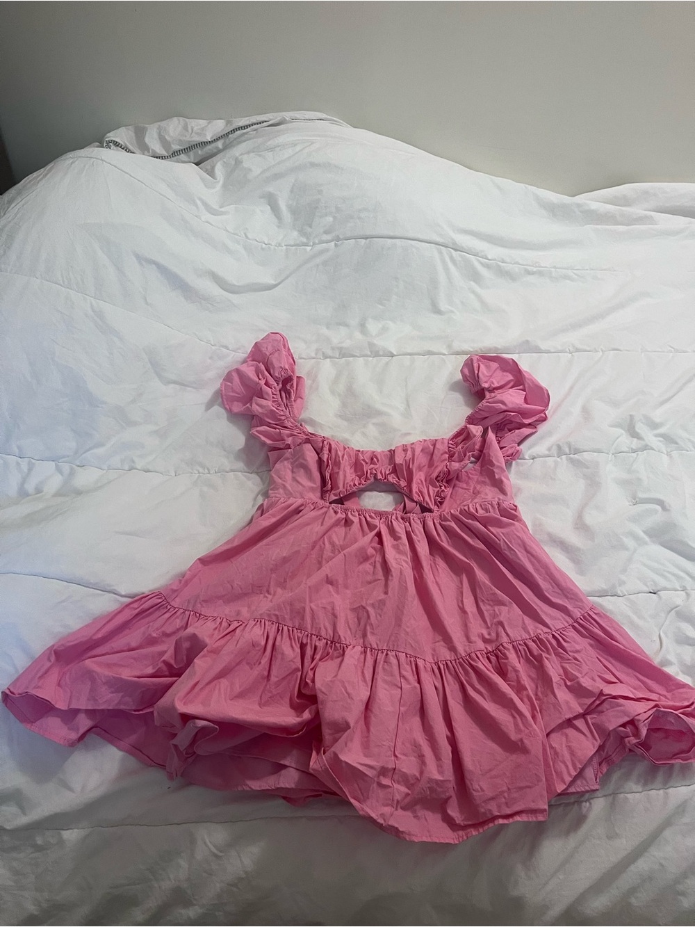 MARBLE Pink Ruffle Dress with Drawstring Detail